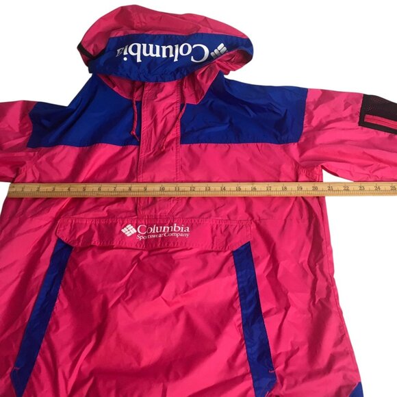 Columbia Jacket Mens XL Pink Blue Hooded Anorak Windbreaker Pullover KX0490 - Picture 8 of 14